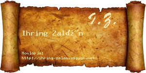 Ihring Zalán névjegykártya