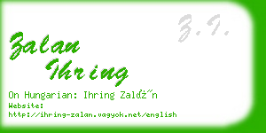 zalan ihring business card